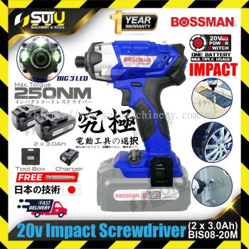 BOSSMAN BIS08-20M 20V Cordless Impact Screwdriver c/w 2x 3.0Ah Battery + 1x Charger