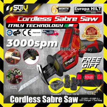 EUROPA HILT E12SS 12V Cordless Sabre Saw + 2 x Batteries 2.0Ah + Charger