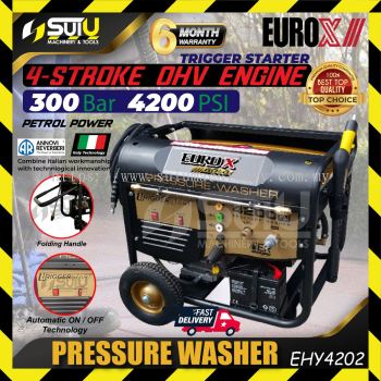 EUROX EHY4202 13HP 300Bar 4-Stroke Gasoline High Pressure Washer Cleaner / Pencuci Tekanan Tinngi with 4 Type Nozzle