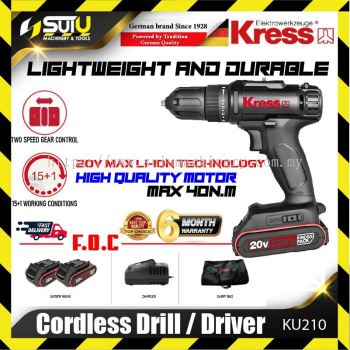 [6 MONTH WARRANTY] KRESS KU210 20V 2-SPEED Cordless Drill / Driver