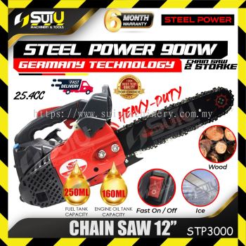 STEEL POWER STP3000 25.4CC 12" Gasoline Chain Saw / Gergaji Rantai