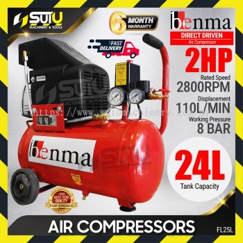 [COMPRESSOR ONLY] BENMA FL25L 24L 2HP 8Bar Direct Driven Air Compressor 2800RPM