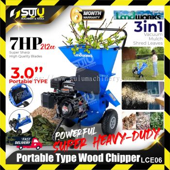 LANDWORKS LCE06 7HP 3″ 3in1 Portable Type Wood Chipper Machine Chipping