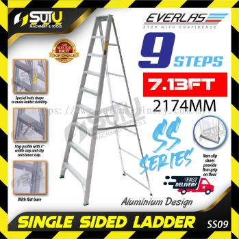 Everlas SS09 Single Sided Aluminium Ladder 9 steps ( 7.13ft / 2174mm)