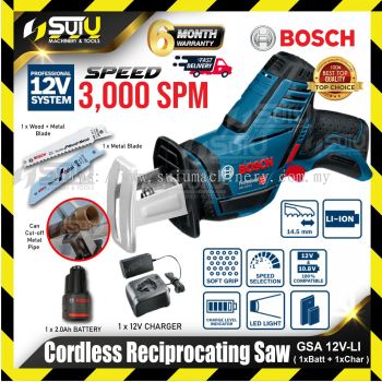 BOSCH GSA 12V-LI / GSA12V-LI 12V Cordless Reciprocating Saw 3000spm w/ 1 x 2.0Ah Battery + Charger 