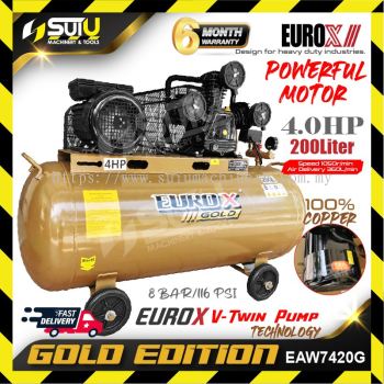 EUROX GOLD EAW-7420 / EAW7420G / EAX7420 200L 4HP 8BAR Air Compressor 1050RPM