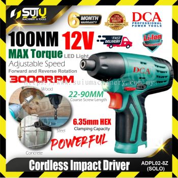 DCA ADPL02-8Z 12V Cordless Impact Driver 100NM (SOLO- No Battery & Charger)