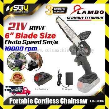 LAMBO LB-BC06 21V 6" Portable Cordless Mini Chainsaw 550W 10000RPM w/ 1 x Battery 98VF + Charger