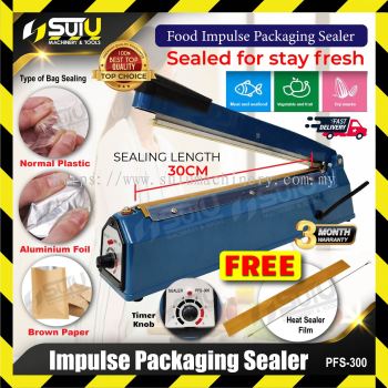 PFS-300 / PFS300 30CM Impulse Packaging Sealer w/ FOC Heat Sealer Film (Blue)