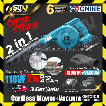 [SET A] Q9 QET21CB 2in1 21V Cordless Blower / Vacuum 18000RPM w/ 1 x Battery 4.0Ah + Charger