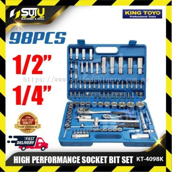 KING TOYO KT-4098K / KT4098K 98PCS 1/2" & 1/4" High Performance Dr Socket Bit Set