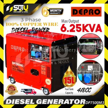 DEPRO DP7500M3 418CC Silent Type Diesel Generator / Penjana with wheels 6.25kVa