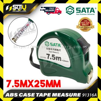 SATA 91316A 1PCS 7.5M x 25MM ABS Case Tape Measure