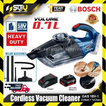 BOSCH GAS 18V-1 / GAS18V-1 18V 0.7L Cordless Vacuum Cleaner w/ Accessories + 1 x Battery 4.0Ah + Charger