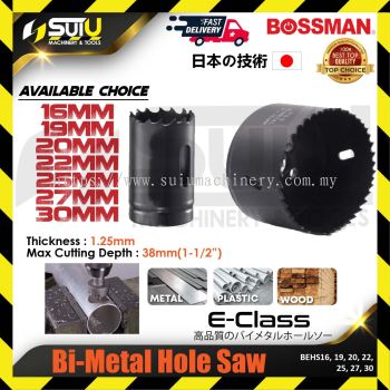 BOSSMAN BEHS16/ 19/ 20/ 22/ 25/ 27/ 30 16-30MM Bi-Metal Hole Saw for Metal / Plastic / Wood