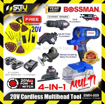 BOSSMAN BMH-009 / BMH009 20V 4in1 Cordless Multihead Tool w/ Accessories + 2 x Batteries 3.0Ah + Charger