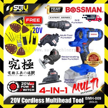 BOSSMAN BMH-009 / BMH009 20V 4in1 Cordless Multihead Tool w/ Accessories (SOLO-No Battery & Charger)