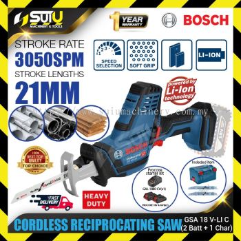 BOSCH GSA 18V-LI C / GSA18V-LI C 28MM Cordless Reciprocating Saw 3050SPM + 2 x Batteries 4.0Ah + Cha