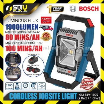 BOSCH GLI 18V-1900 / GLI18V-1900 18V Cordless Jobsite Light 1900 Lumen + 2 X Batteries 4.0Ah + Charger