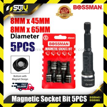 BOSSMAN BSB845 / BSB865 5PCS 8MM x 45MM/65MM Magnetic Socket Bit