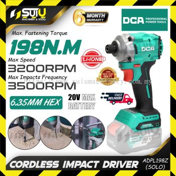 [ SOLO - MACHINE ONLY] DCA ADPL198 / ADPL198Z 20V 198NM Cordless Brushless Impact Driver (SOLO - No Battery & Charger)