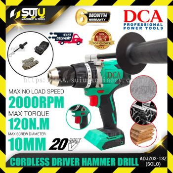 DCA ADJZ03-13 / ADJZ03-13Z 20V 120NM Cordless Brushless Driver Hammer Drill 2000RPM (SOLO - No Battery & Charger)