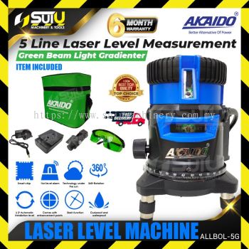 AKAIDO ALLBOL-5G 5-Line Laser Level Machine without Tripod (Green Line)