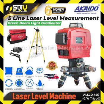 AKAIDO ALL3D-12G 5 Line Laser Level Machine with Tripod (Green Line)