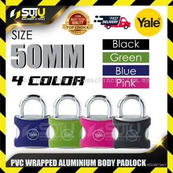 YALE YE3/50/126/1 1PCS 50MM PVC Wrapped Aluminium Body Padlock (Black/Green/Blue/Pink)