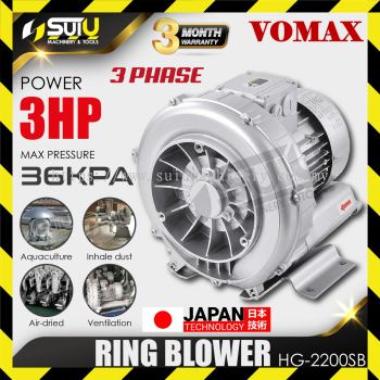 VOMAX HG-2200SB / HG2200SB 3HP 3 Phase Ring Blower 36kPA