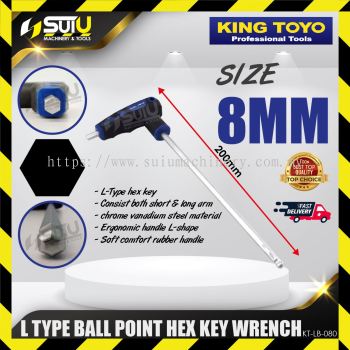 KING TOYO KTLB-080 8MM x 200MM L Type Ball Point Hex Key Wrench