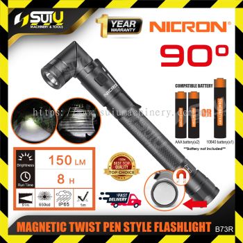 NICRON B73R 90° Magnetic Twist Pen Style Flashlight / Mini Pen Type Rechargeable flashlight 150LM