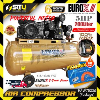 EUROX GOLD EAW7523G / EAW-7523G 200L 5HP 8Bar Air Compressor / Kompressor 1050RPM