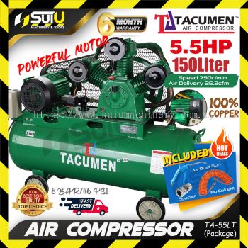 [LOW PRESSURE] TACUMEN TA-55LT / TA55LT 150L 5.5HP 8Bar Air Compressor / Kompressor 790RPM (COMPRESSOR ONLY / PACKAGE)