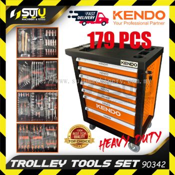 KENDO 90342 179PCS 7 Drawers Trolley Tools Set / Set Alat Trolli