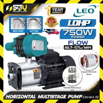 LEO EMHM4-5E / EMHM 4-5E 1HP Stainless Steel Horizontal Multistage Pump / Pam Air 0.75kW