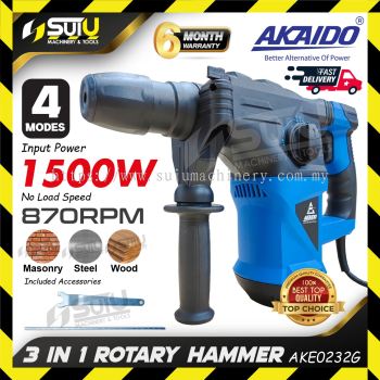 AKAIDO AKE0232G 4.5J 3 in 1 Corded / Electric Rotary Hammer 1500W 870RPM