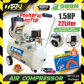 [COMPRESSOR ONLY / PACKAGE] SWAN DR115-22L / DR11522L 1.5HP 22L Oilless / Oil Free Air Compressor / Kompressor 1.1kW