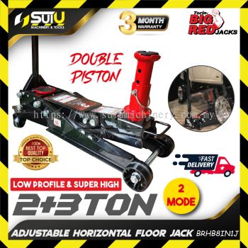 BIGRED BRHB8IN1J / TZ830027H 2+3TON Double Piston Adjustable Horizontal Floor Jack (Low Profile & Super High)