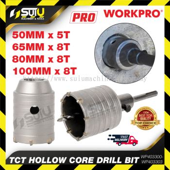 WORKPRO WP403300 / 301 / 302 / 303 50MM~100MM x 5T/8T TCT Hollow Core Drill Bit