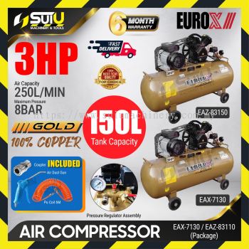 [PACKAGE]  EUROX EAX7130 / EAW7130 / EAZ83150 3HP 150L 8Bar Belt Air Compressor / Kompresor 1080RPM