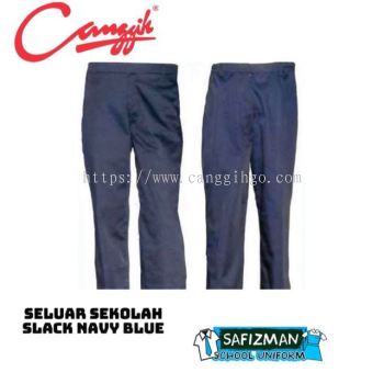 Seluar Biru Slack Rendah Menengah Brand Canggih