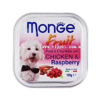 [Monge] Fruit Pate & Chunkies with Chicken & Raspberry 100g