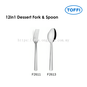 TOFFI Stainless Steel Dessert Fork and Spoon F2611 F2613