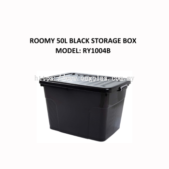 ROOMY 50L Black Storage Box W/Wheel RY1004B