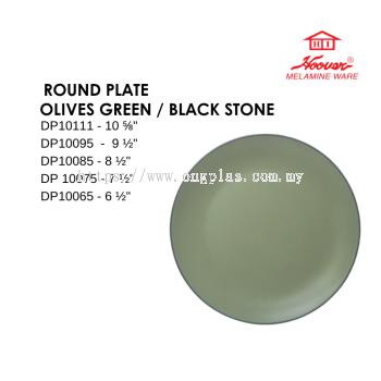 HOOVER MELAMINE WARE ROUND PLATE OLIVES GREEN / BLACK STONE DP10111 DP10095  DP10085 DP10075 DP10065