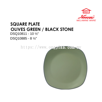 HOOVER MELAMINE WARE SQUARE PLATE OLIVES GREEN / BLACK STONE DSQ10811 DSQ10885