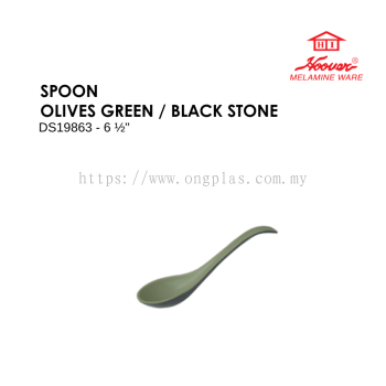 HOOVER MELAMINE WARE SPOON OLIVES GREEN / BLACK STONE DS19863