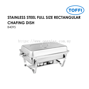 TOFFI B4095 STAINLESS STEEL FULL SIZE RECTANGULAR CHAFING DISH