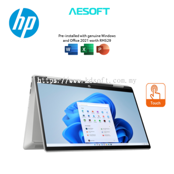 HP Pavilion X360 14-Ek0103TU 14" FHD Touch 2-In-1 Laptop Natural Silver ( I5-1235U, 8GB, 512GB SSD, Intel, W11, HS )